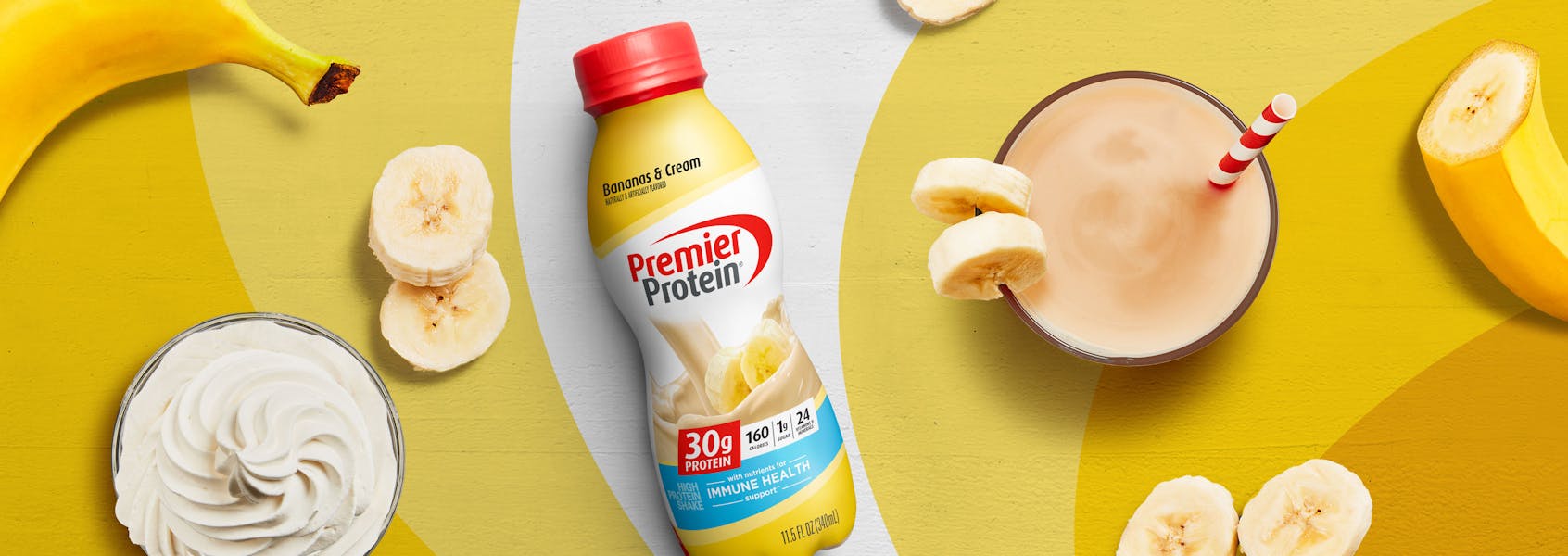 A photo of Premier Protein Bananas & Cream Protein Shake (11.5oz).