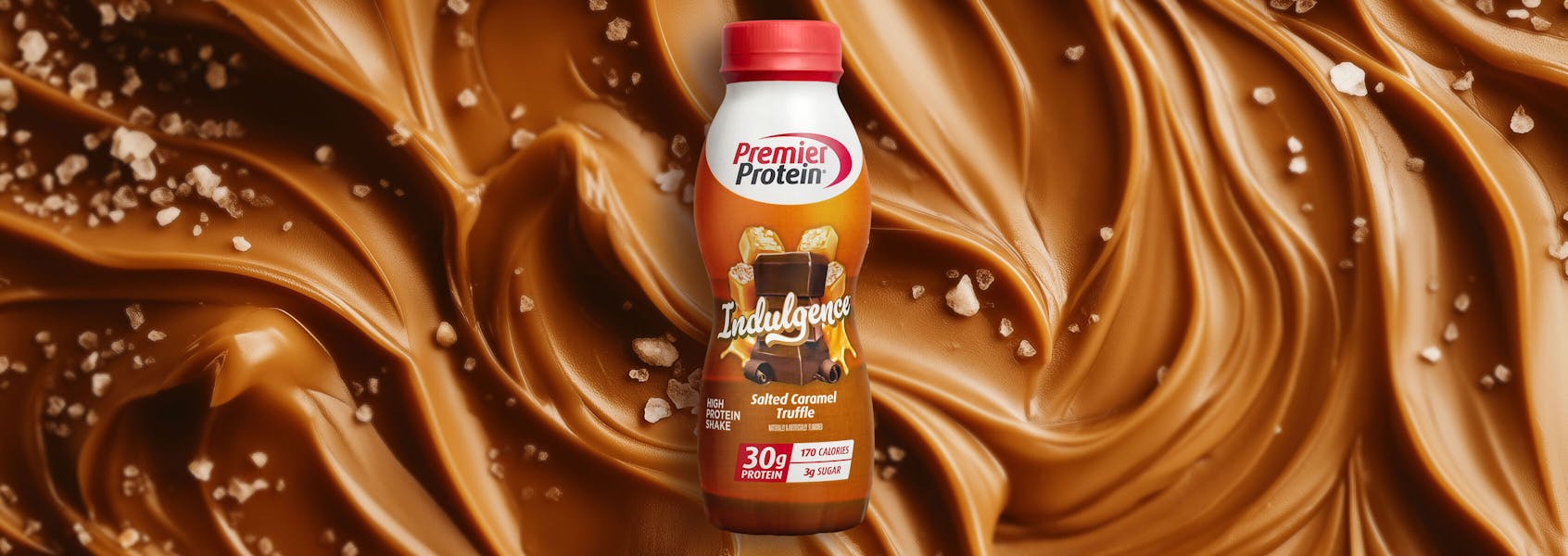 A photo of Premier Protein Salted Caramel Truffle Indulgence Protein Shake (11.5oz).