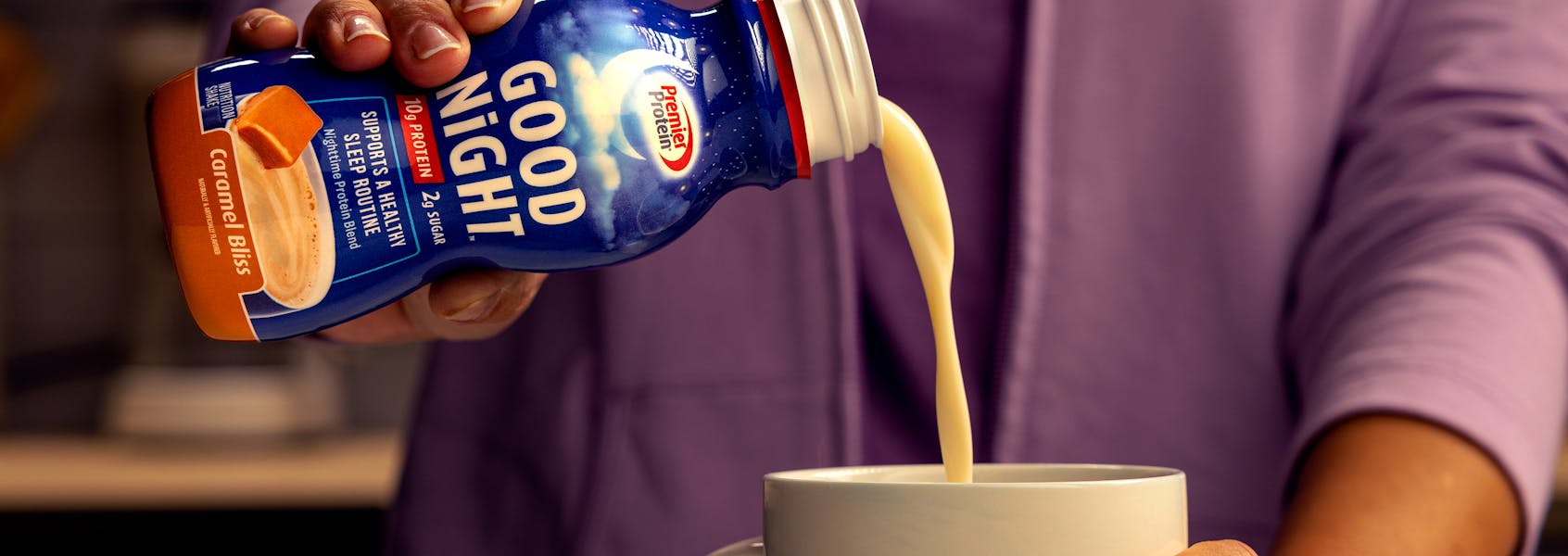A photo of Premier Protein Caramel Bliss Good Night™ Nutrition Shake.