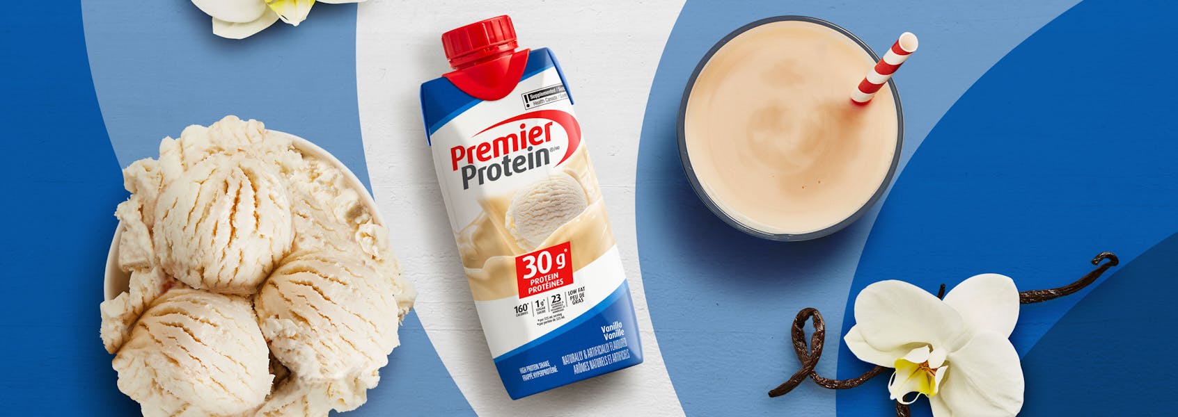 A photo of Premier Protein Vanilla Protein Shake.