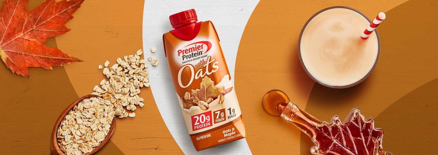 A photo of Premier Protein Oats & Maple Protein Shake with Oats.