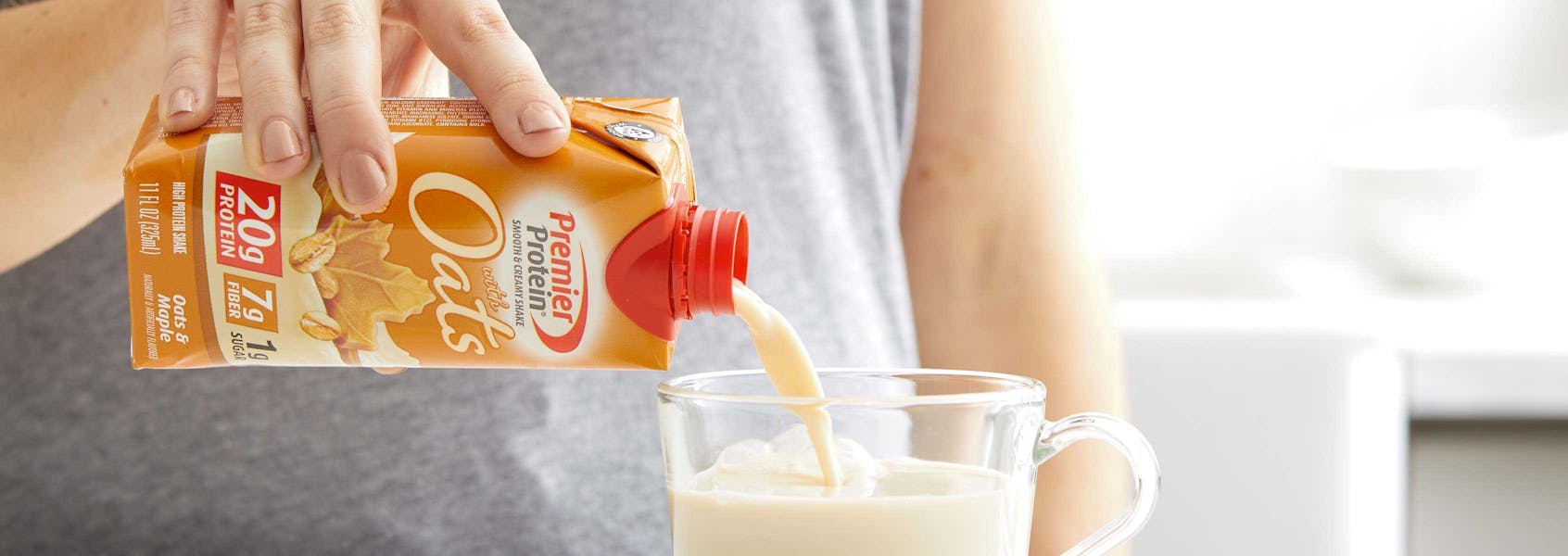 A photo of Premier Protein Oats & Maple Protein Shake with Oats.