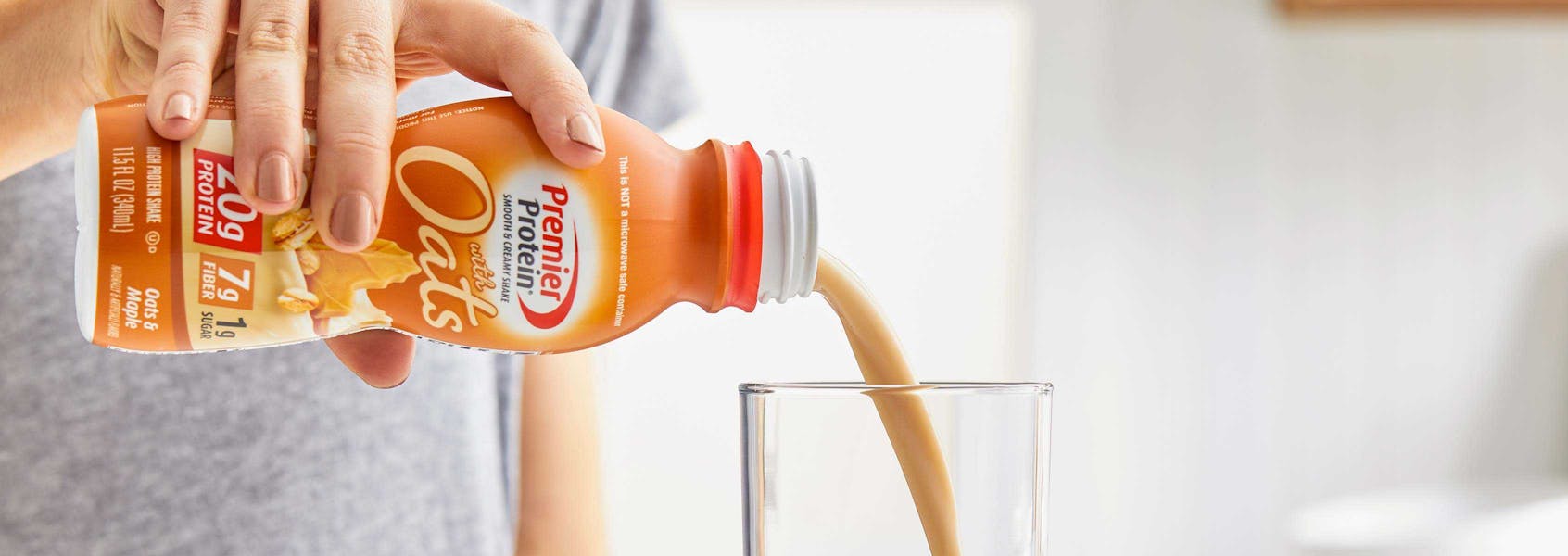 A photo of Premier Protein 11.5oz Oats & Maple Protein Shake with Oats.