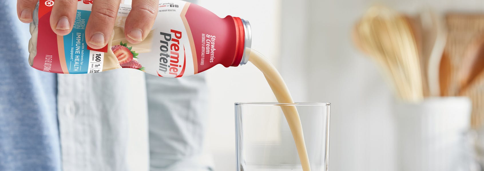 A photo of Premier Protein Strawberries & Cream Protein Shake (11.5oz).