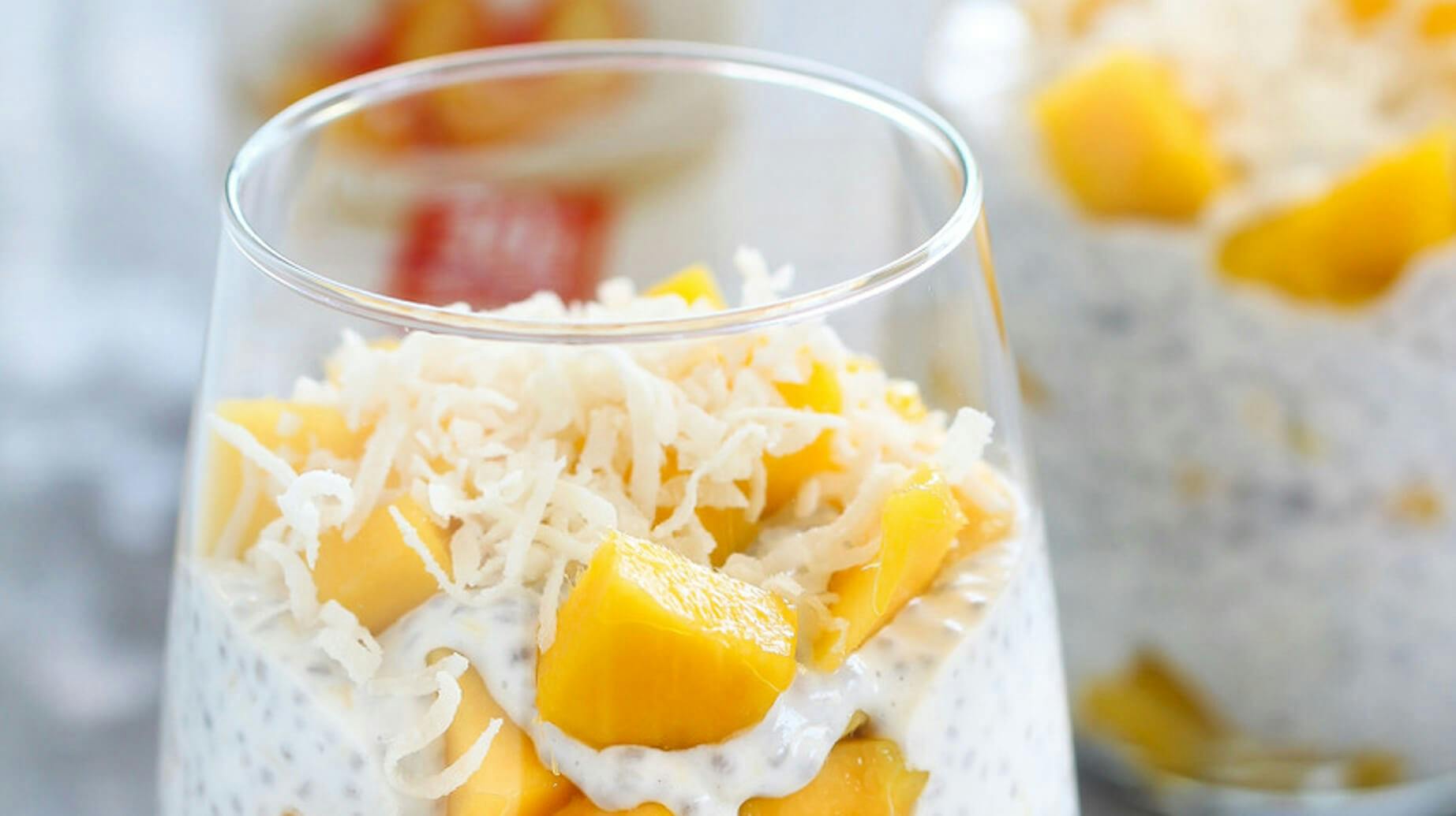 Recipe image for Peaches & Cream Chia Pudding.