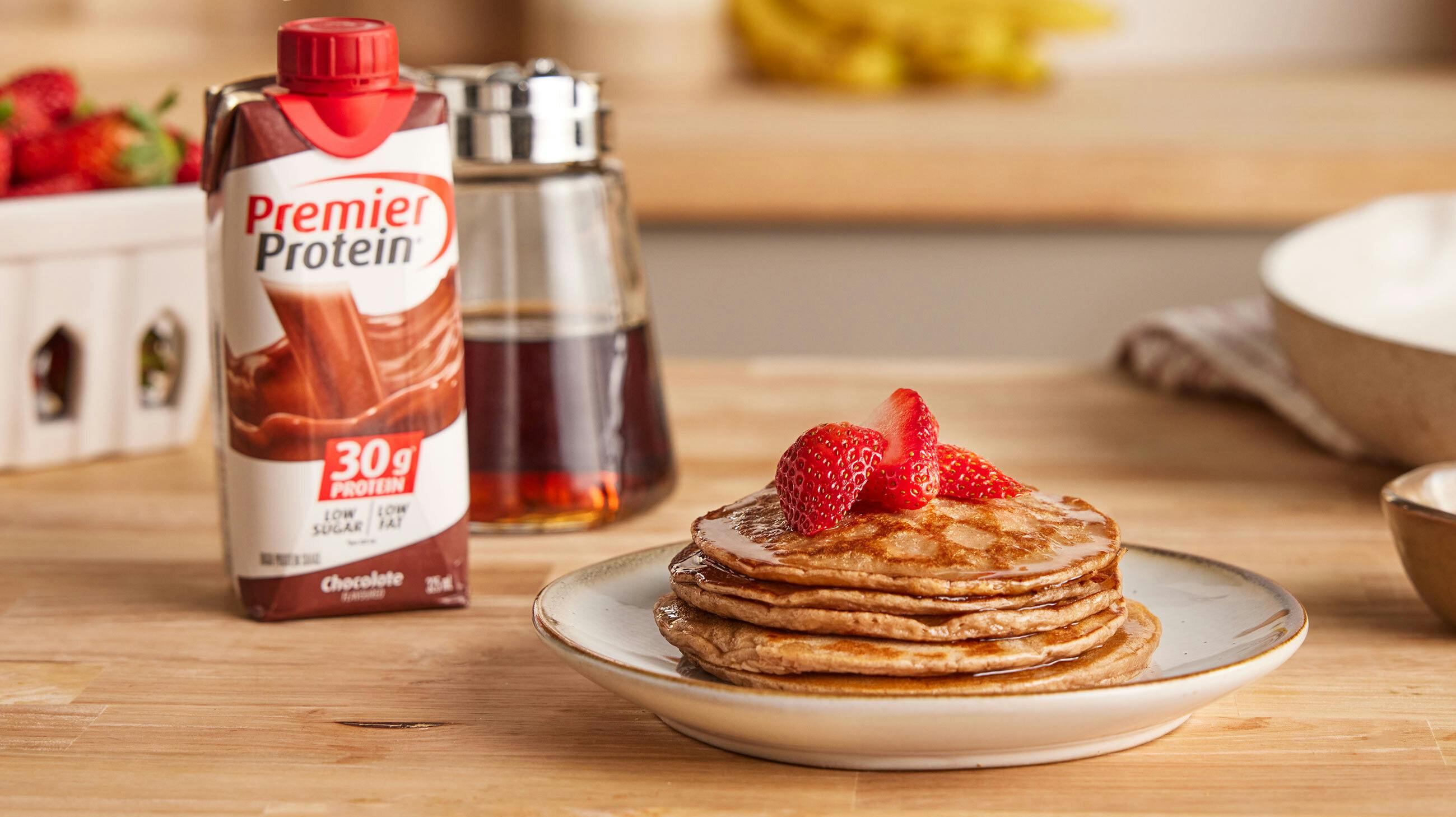 Recipe image for Chocolate Protein Pancakes.